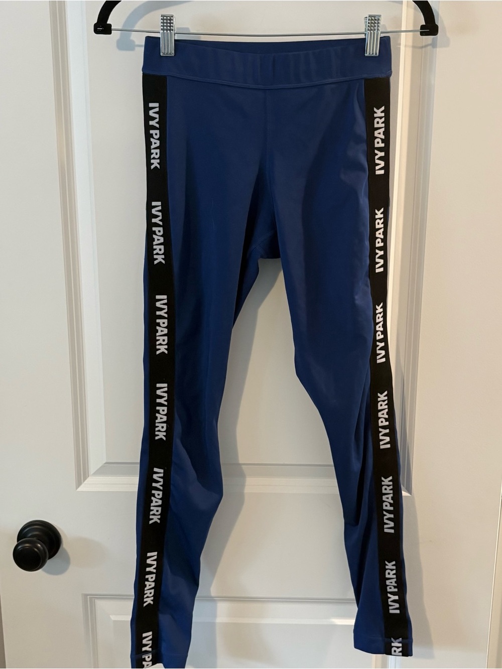 IVY PARK Navy Leggings with Black Logo Side Stripes